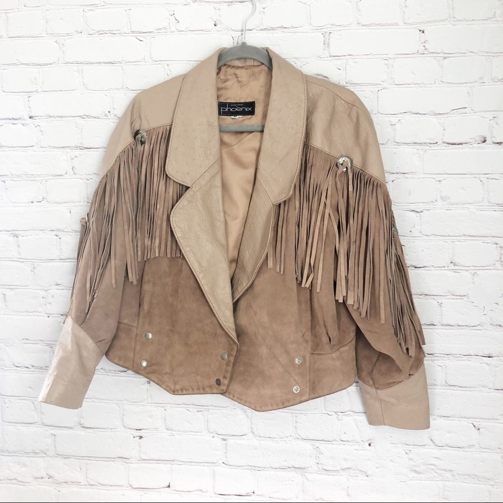 Phoenix Leather Fringe Jacket M